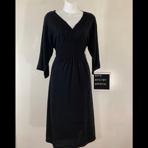 Style & Co. Dresses & Skirts - Style & Co Acrylic and Wool Knit Black 3/4 Bell Sleeve Dress